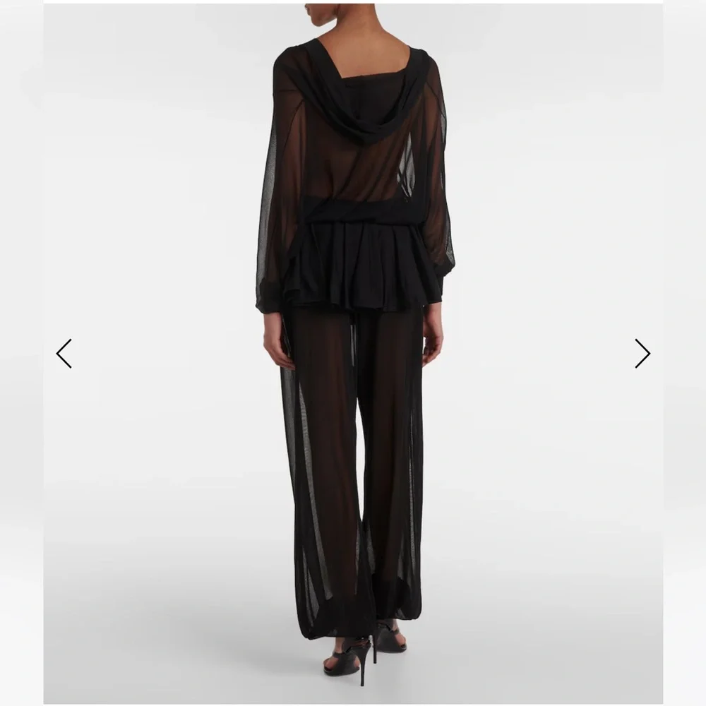 $3375 Alaia sheer peplum black balloon pants